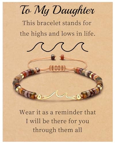 Sistble Gifts for Daughter, Daughter Gifts from Mom Wave Bracelets for Teens Natural Stone Beaded Bracelets Birthday Gift Inspirational Jewelry - Image 1