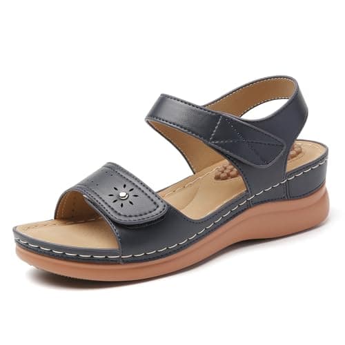 Tilocow Sandals Women Wedge Shoes - Orthopedic Walking Sandals with Arch Support and Massaging Sole, Ideal for Summer Parties and Casual Wear - Image 1