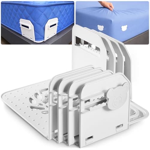 The Original Patented Bed Sheet Holders for Corners, Heavy Duty ABS Bed Sheet Straps with Anti-Slip Pads & Lock Clips, Keep Sheets Tight & Secure, Easy Installation, Fits All Mattress Sizes(Set of 4) - Image 1