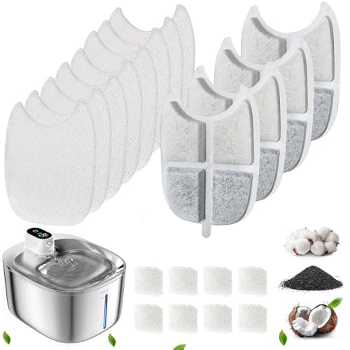 Replacement Filters and 4 Packs Sponges for 152oz/4.5L PGID Cordless Cat Water Fountain - Image 1