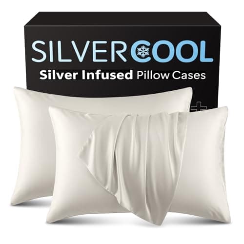 Silver Infused Pillowcases – Cooling Pillow Cases with Silk, Softness Breathable Temperature-Regulating Pillow Cover, Odor Control Freshness Sleep for Hot Sleepers - King 20"x36”, 2 Pack, White - Image 1
