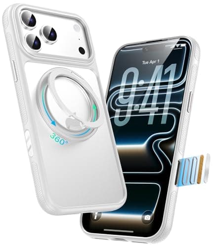 XUXSO for iPhone 17 Pro Max Case, Compatible with MagSafe, Slim Shockproof Military-Grade Rugged Protective Case with Stand, Camera Control, Comfort Grip (B-White, iPhone 17 Pro Max) - Image 1