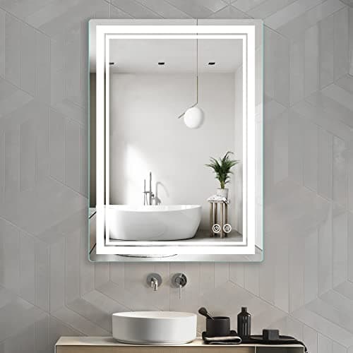 Butylux LED Bathroom Mirror 28x20 Inch with Anti-Fog & Dimmable Smart Vanity Mirror for Makeup, Adjustable Color Temp (3000K-6000K), Memory Function