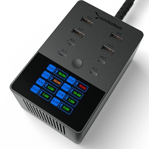 SABRENT VOLTIK Charging Station, 252W 8-Port USB C and USB A Desktop Charger, UL Certified with Real-Time LCD Display, Fast Charging for MacBook, iPhone, Samsung and More - Image 1