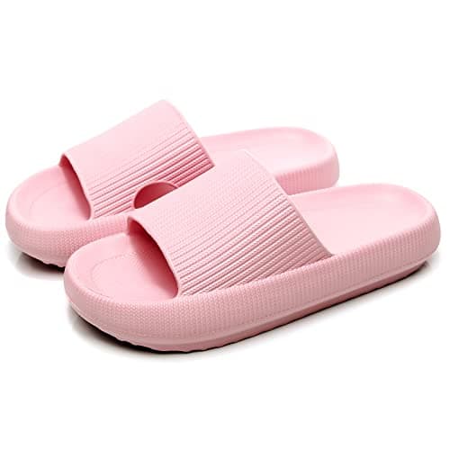 rosyclo Cloud Slippers for Women and Men, Pillow Slippers Shower Shoes Bathroom Non-Slip Open Toe Super Soft Comfy House Cloud Cushion Slide Sandals for Indoor & Outdoor, Pink - Image 1
