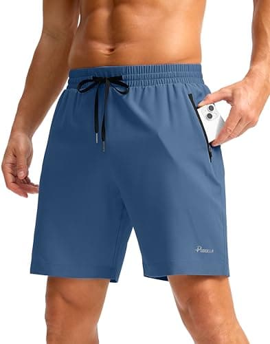 Pudolla Men's Workout Shorts Quick Dry Running Summer Shorts Sports Athletic Gym Shorts with Pockets(Blue XXL) - Image 1