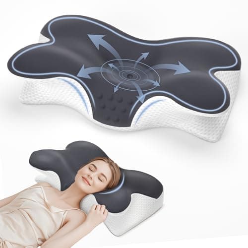 BNXIANG Cervical Neck Pillow for Neck Pain Relief,Memory Foam Neck Pillow for Sleeping,Orthopedic Neck Support Pillow for Back Stomach Sleepers,Ergonomic Pillow with Pillow Covers - Image 1