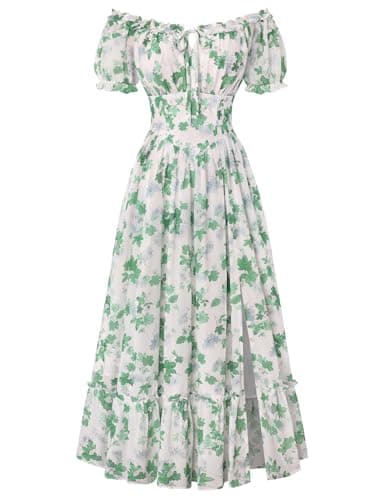 Scarlet Darkness Floral Corset Dress Women 2026 Summer Cottagecore Flowy Dresses Green Leaf XXL - Image 1