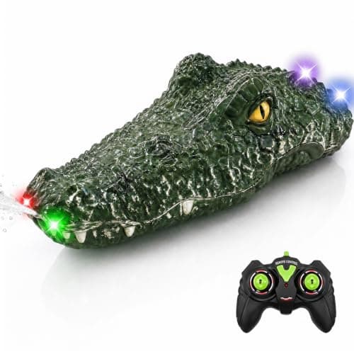 Corfela RC Alligator Boat with Water Spray & RGB Lights for Boys 4 5 6 7 8 9, 2026 Upgraded Remote Control Crocodile Head, 2 Rechargeable Batteries 45+Min, Prank Boat for Pool Lake Bathtub, Kids Gifts - Image 1
