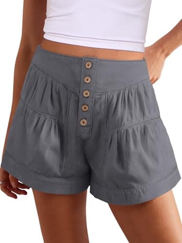 ANRABESS Women's Denim Shorts Summer Baggy High Waisted Flowy Wide Leg Buttons Pleated Casual Jean Shorts 2026 Fashion Skorts Light Grey Small - Image 1