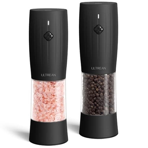 Ultrean Electric Salt and Pepper Grinder Set, USB-C Rechargeable, Salt and Pepper Shakers Spice Mill with 6 Adjustable Coarseness LED Light, Kitchen Appliances for HouseWarming Gifts - Image 1
