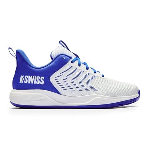 K-Swiss Men's Ultrashot Light Pickleball Tennis Shoe - Lightweight Court Shoes Lateral Movement Stable Support, White/Blue/Multi 9 M - Image 1