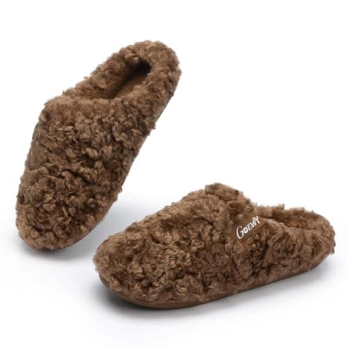 GOEWY Women’s Fuzzy Plush Slippers with Curly Faux Fur, Cozy Memory Foam Soft House Shoes, Lightweight Slip-on Indoor Outdoor Slippers for Women Mom – Great Gift for Her - Image 1
