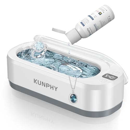 Upgraded KUNPHY Ultrasonic Jewelry Cleaner with 50ml Solution, 48KHZ, 12OZ Capacity, Ultrasonic Cleaner with 3 Digital Timer, Touch Control, Idea for Jewelry, Eyeglass, Rings, Diamond - Image 1