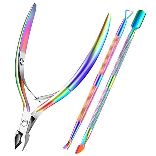 Cuticle Trimmer Cuticle Remover with Cuticle Pusher, XUNXMAS Professional Stainless Steel Durable Pedicure Manicure Tools Cutter Nipper Scissor Clipper for Fingernails and Toenails Dead Skin - Image 1