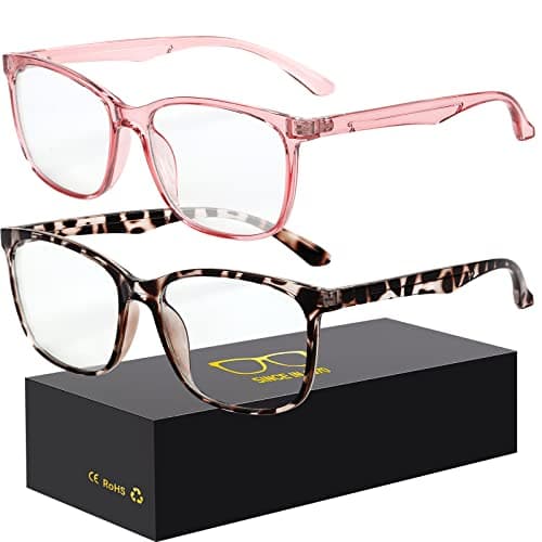 Oilway Blue-Light Blocking Glasses Computer Reading/Gaming/TV/Phones Glasses Fashion Anti Eyestrain Glasses for Women Men(B8 Douhua + Pink) - Image 1
