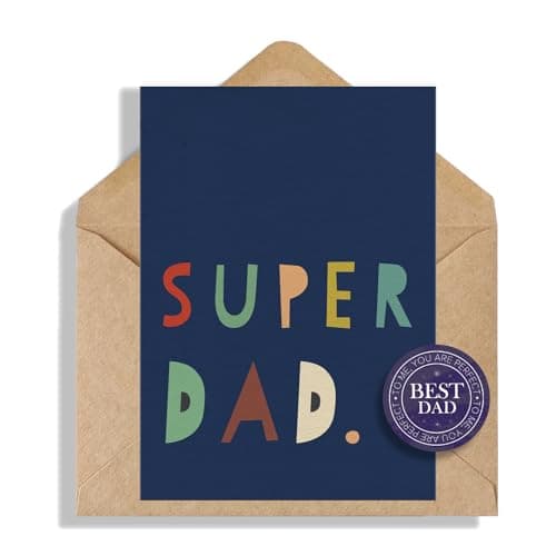 Fathers Day Card, Premium Quality Card Stock, Dad Birthday Card with Blank Interior, Matching Kraft Envelope & Stickers, Father's Day Card from Daughter, Wife, Son, with Simple Design - Image 1