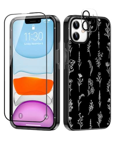 Sholbrak [3 in 1 Designed for iPhone 11 Case Cute White Flower Pattern Shockproof Protective for Women Girls Boy Phone Case Cover 6.1" Screen Protector + Camera Lens Protector【6.6ft Drop Protection】 - Image 1