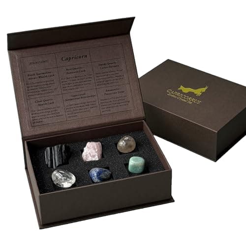 Juliful Unic Crystals Gift Set, Zodiac Signs Healing Crystals Birthstones with Horoscope Box Set Capricorn Astrology Crystals Healing Stones Gifts