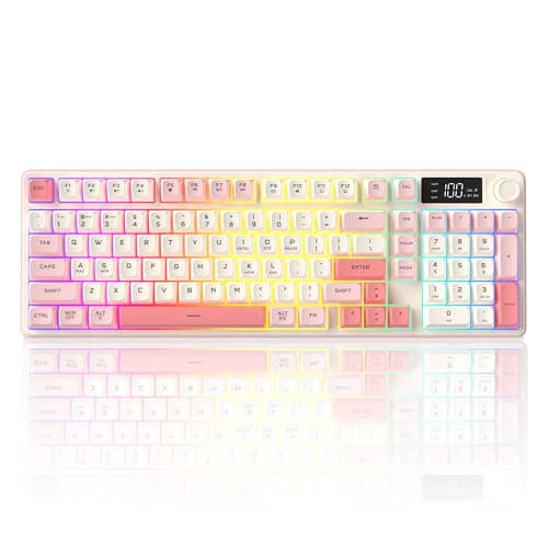 KimHong Wireless Keyboard, Quiet Keyboard for Work, Creamy Keyboard with Number Pad, RGB Gaming Keyboard, Tri-Mode BT5.0/2.4GHz/USB-C, 98 Keys, for PC, Mac, Gaming Console - Image 1