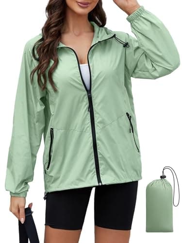 PITINAN Rain Jackets For Women Raincoats With Hood Waterproof Lightweight Jacket With Pockets Packable For Outdoor Green XXL - Image 1