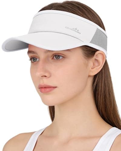 GXCROR Sports Sun Visor Hat Men Women, Lightweight Breathable Quick-Dry Visor Hat, UPF 50+ Tennis Golf Running Visor White - Image 1