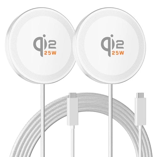 25W Magnetic Wireless Charger: Qi2.2 Qi2 Fast Charging Pad for iPhone 17 16 15 14 13 12 Pro Max, Samsung Galaxy S26 S25, Google Pixel 10, AirPods-Slim Portable for Travel Bedside Office-White 2 Pack - Image 1