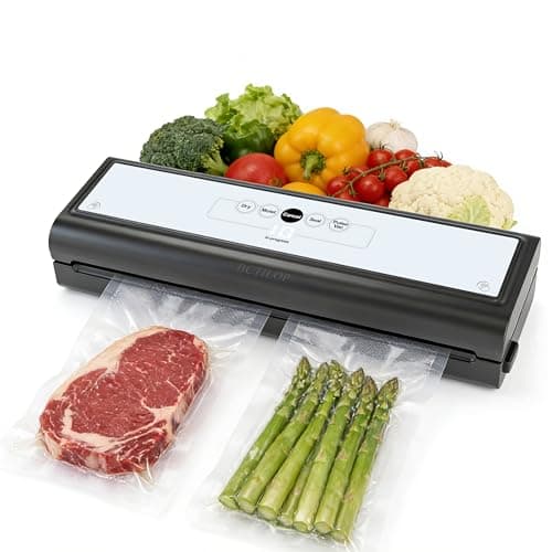 BCTILOP Food Vacuum Sealer Machine with Digital Timer 5-in-1 Pulse/Dry/Moist Modes, 10 Vacuum Bags, External VAC for Jars/Containers, 80 Kpa Automatic Food Sealer for Meal Prep, Compact - Image 1