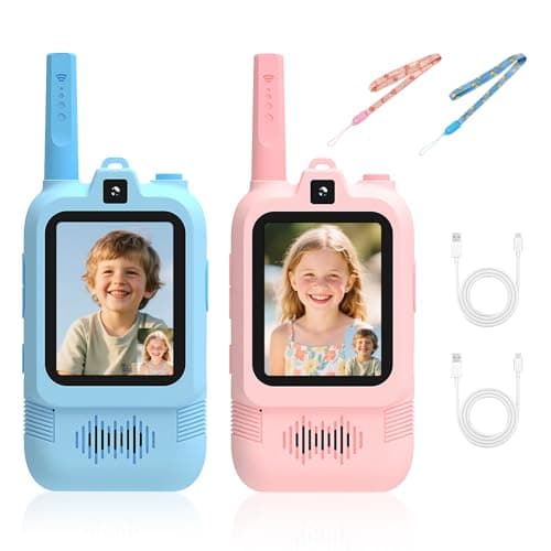 Maireien 2 Pack Video Walkie Talkies for Kids, Long Range Rechargeable Video Walkie-Talkie, Video Call Toys for Boys Girls Ages 3-12, for Indoor, Outdoor, Hiking, Birthday Gift Etc (Blue & Pink) - Image 1
