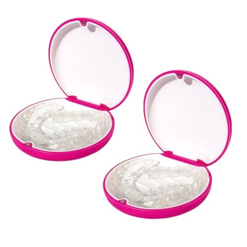 Maoerdental 2PCS Retainer Case Compatible with Invisalign,Cute Slim Aligner Case,Customized Magnetic Closure Orthodontic Retainer Cases (2 Pack Pink + White Silicone) - Image 1