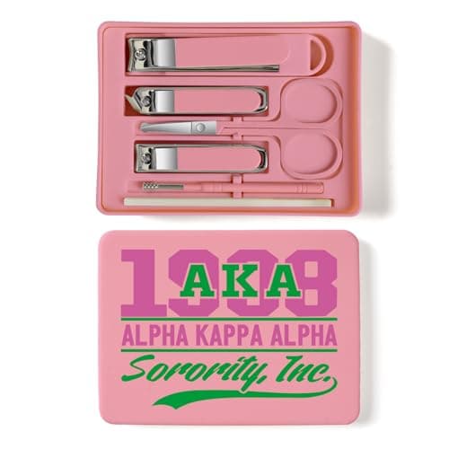 TTJHGYQO Nail Clippers and Beauty Tool,Portable Set Nail Clipper Set,Manicure Kit for Women,Manicure Set 6 in 1 AKA Sorority Gifts Nail Kit Suitable for for Women (AKA Pink) - Image 1