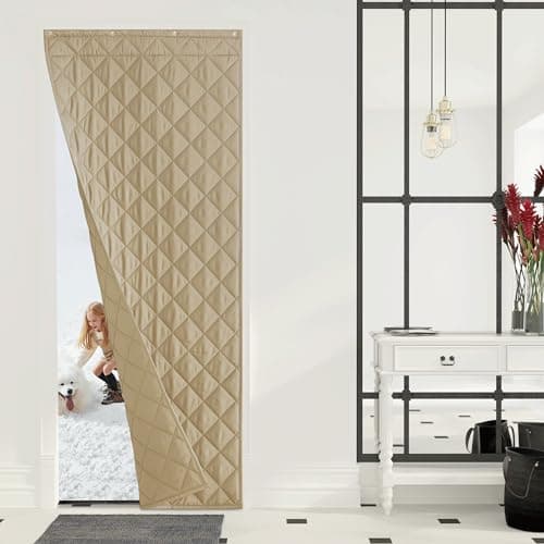 NICETOWN Thermal Insulated Door Curtain Energy Saving Storm Draft Stopper with 3 Hanging Ways for Garage/Patio/Kitchen/Old House, Pet Friendly Keep Warm, 38W x 82L Inch, Taupe, 1 Panel - Image 1