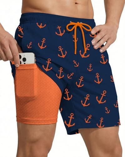 7 Inch Men Swim Trunks Compression Liner Quick Dry Swimwear Bikini Swimsuit Bathing Suit Water Shorts Beach Trip Essentials Summer Vacation Must Have Travel Accessories Necessities Cruise Stuff Thing - Image 1