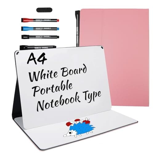 Portable White Board Small Dry Erase Board, 9" x 12" Double Sided Folding Whiteboards with 3 Pens, A4 Reusable Notebook with Storage Mesh Bag for Study, Meeting, Draft, Notes, Doodling - Image 1