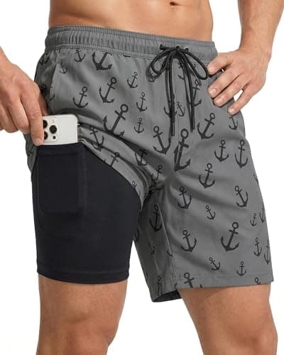 7 Inch Men Swim Trunks Compression Liner Quick Dry Swimwear Bikini Swimsuit Bathing Suit Water Beach Shorts Florida Voyages Nassau Cosaster Trip Traje Baño para Ropa De Playa Hombre - Image 1