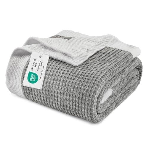 BEDELITE Chenille Waffle Throw Blanket for Couch Bed Office Chair, Cozy Soft Fuzzy Farmhouse Boho Knit Throw Blanket,Ideal for Gifting and Home Decor, Grey 50"x60"