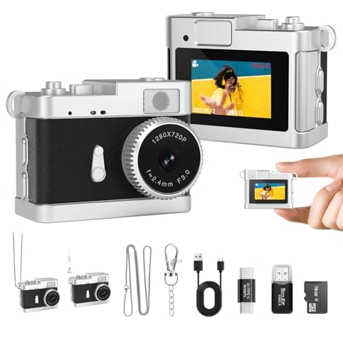 Mini Keychain Camera, 2MP Mini Digital Camera with Built-in Flash & Retro Filters, 16GB Pocket Tiny Camera for Travel/Party/Vlog, 1080P Video Recorder, Birthday Gifts for Kids & Friends - Image 1