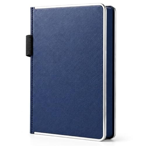 bibiage Lined Journal Notebook, Leather Hardcover Notebook, 288 Pages, 100 GSM Thick Paper with Pen Loop Journal Notebook for Women Men, for Writing, Office, School, and Business, 6'' X 8'', Blue