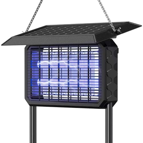 IYZ Solar Bug Zapper Outdoor Waterproof, 3-in-1 Cordless Fly Trap with Dual Power (Solar + USB) & 6000mAh Battery, Mosquito Killer Lamp for Backyard, Patio, Garden, RV, Auto On/Off