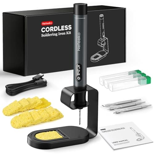 Nefeeko Cordless Soldering Iron Kit, Rechargeable Soldering Iron with Stand, 7s Fast Heating, Auto Sleep/Off, C210 Soldering Iron Tips, Portable Soldering Pen Soldering Gun Kit for Electronics Repair - Image 1