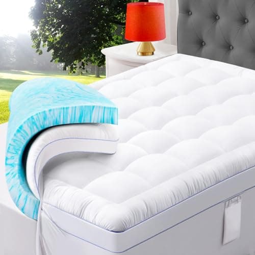 ABENE California King Size Dual Layer 3 Inch Memory Foam Mattress Topper, 2 Inch Memory Foam Bed Pad and 1 Inch Down Alternative Pillowtop Mattress Pad Cover, Plush Soft Bed Topper for Back Pain - Image 1