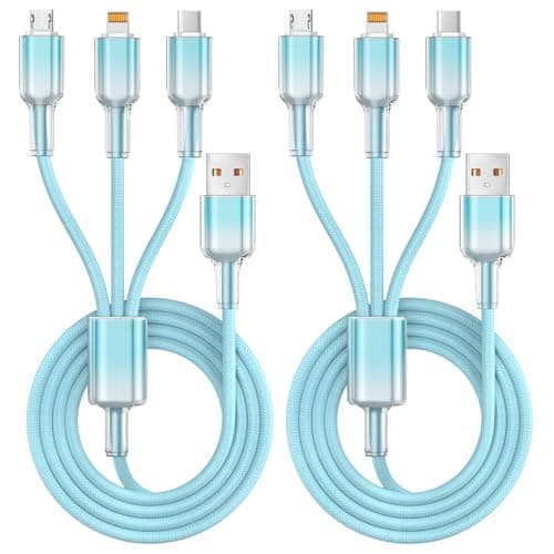 Multi Charging Cable, 3 in 1 Chargers for Multiple Devices, 48 Braid Universal Charger Cord with USB-C/IP/Micro, Multi Charger Cable for iPhone17-11/ Android / Pad (2Pack 4FT),Travel/Car/Cruise/Beach - Image 1