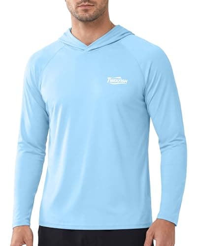 Twekfish Men’s Hooded Sun Shirts Long Sleeve, UPF 50+ UV Protection Fishing Hoodie, Lightweight Shirt with Hood for Hiking - Image 1