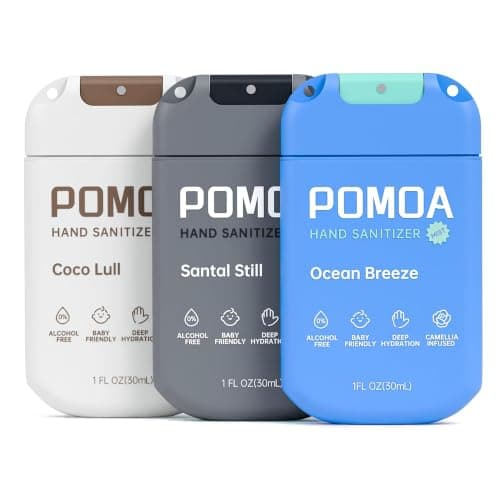 POMOA Alcohol Free Hand Sanitizer Spray, Non Irritating, Hydrating and Non Greasy, Gentle Fine Mist, Travel-Friendly Pocket Size 1 Fl Oz (Pack of 3), Fresh Care