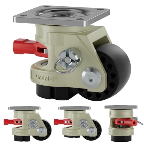 TESUMI Leveling Casters Wheel Heavy Duty 3300LBS Load Capacity Caster Set of 4, with Height Ajustable Leveling Feet Swivel Plate Retractable Caster for Workbench, Machine, 2 Inch, Instant Wheel Brake - Image 1