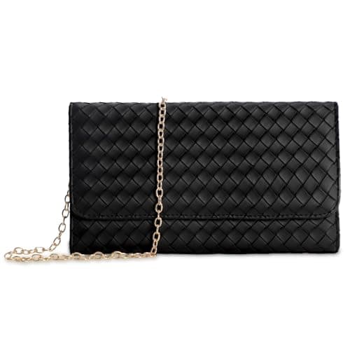 U+U Crossbody Bags for Women, Small Leather Bag with Removable Chain, Card Slots & Phone Pocket - Lightweight Purse Wallet (Black) - Image 1