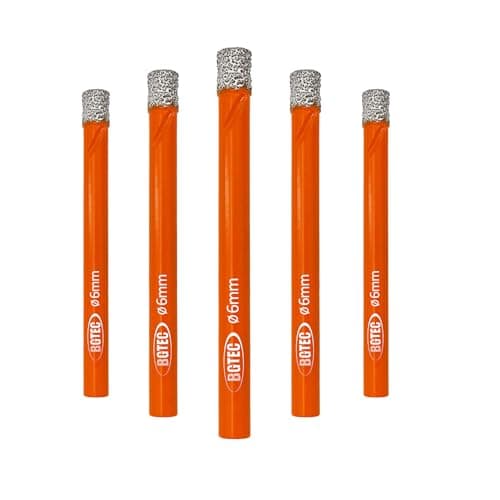 Dry Diamond Drill Bit Set,BGTEC 5pcs 1/4" 6mm Hole Saw for Granite,Marble,Masonry, Concrete, Tile/Ceramic, Glass, Hard Plastic,Vacuum Brazed Diamond Core Drill Bit Kit - Image 1