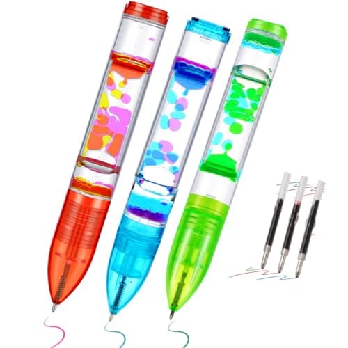 LIVOND 3 Pack Liquid Pen - Retractable Ballpoint Cool Pen with Colorful Liquid Bubbles - Relaxing Calming Sensory Toy for Kids & Adults- Novelty Gift for valentine, back to school, Christmas - Image 1