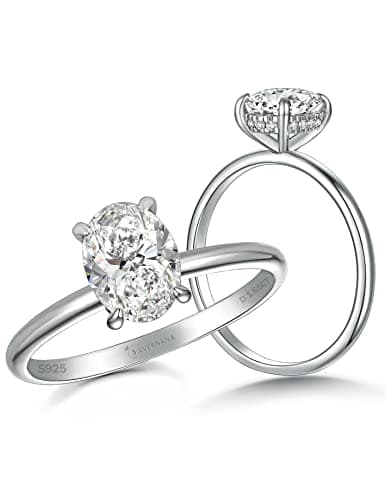 SILVERNANA Oval Moissanite Engagement Ring for Women Sterling Silver Solitaire Moissanite Rings 1.5 Carat Oval Cut Moissanite Promise Wedding Ring Size 10 - Image 1