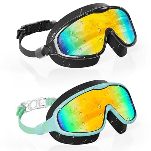 Aegend Swim Goggles for Kids Youth 3-14 – 2 Pack Wide Frame Anti-Fog Anti-UV Clear Vision Swimming Goggles for Beginners, Swimmers – Ideal for Pool, Beach, Swim Lessons, Summer Vacation - Image 1